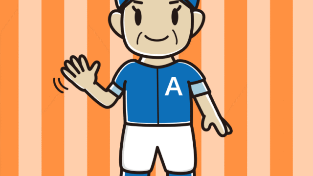 手を振る野球のユニフォーム姿のおばさんのイラスト【色、背景あり】PNG