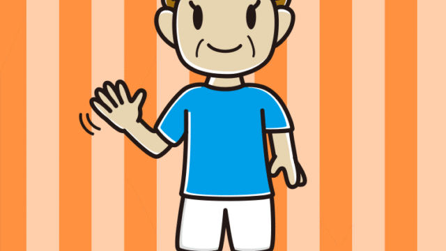 手を振るサッカーのユニフォーム姿のおばさんのイラスト【色、背景あり】PNG