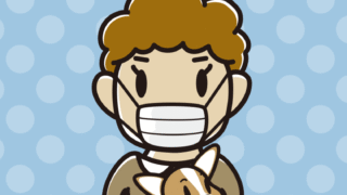 犬を抱いてマスクをするおばさんのイラスト【色、背景あり】PNG