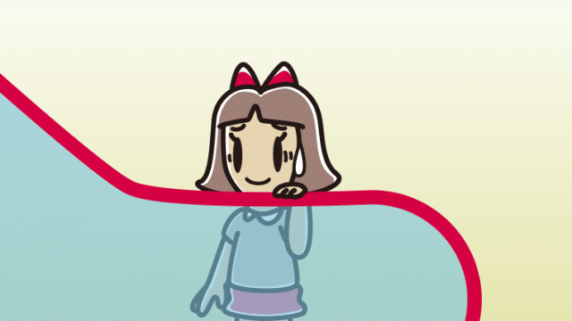 エスカレーターで苦笑いする小学生女子のイラスト【色、背景あり】PNG