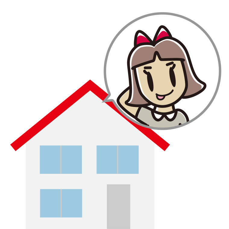 一戸建てでテヘヘな小学生女子のイラスト【色あり、背景なし】透過PNG