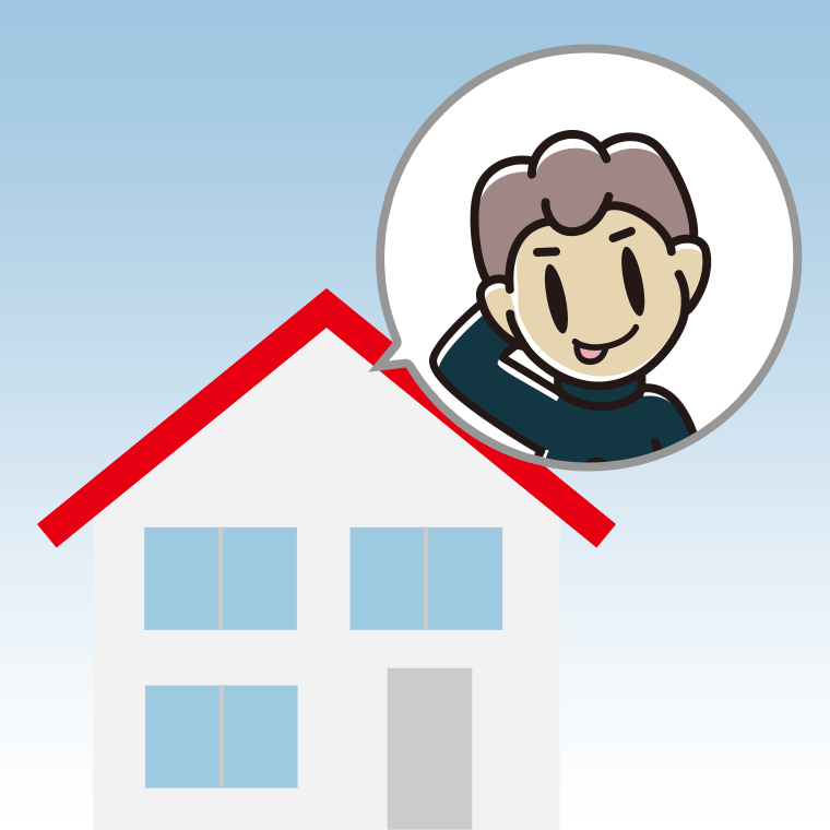 一戸建てでテヘヘな男子中学生のイラスト【色、背景あり】PNG