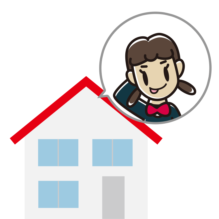 一戸建てでテヘヘな女子中学生のイラスト【色あり、背景なし】透過PNG