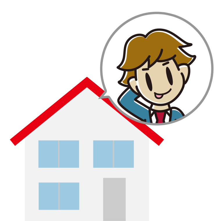 一戸建てでテヘヘな男子高校生のイラスト【色あり、背景なし】透過PNG