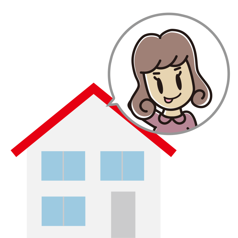 一戸建てでテヘヘな女子大学生のイラスト【色あり、背景なし】透過PNG