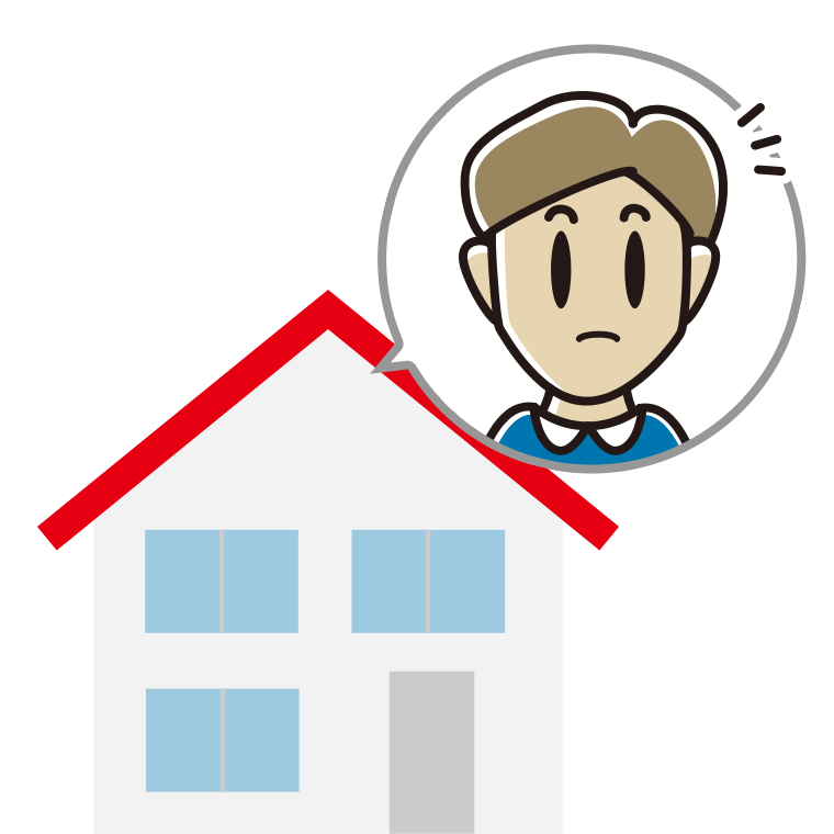 一戸建てで何かに気付く男性のイラスト【色あり、背景なし】透過PNG
