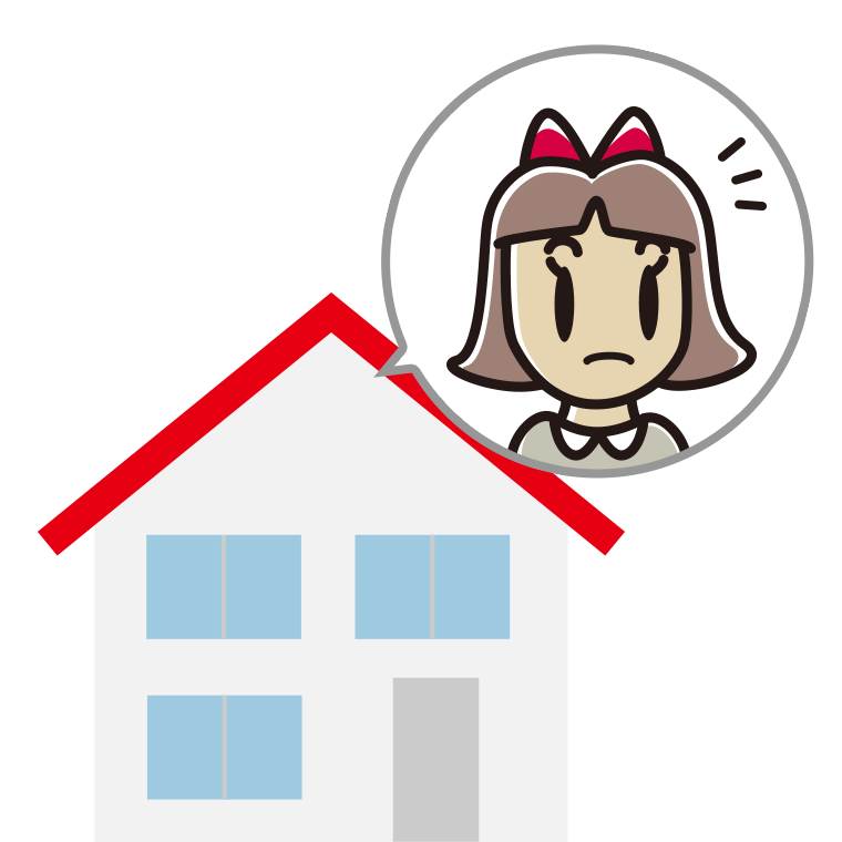 一戸建てで何かに気付く小学生女子のイラスト【色あり、背景なし】透過PNG