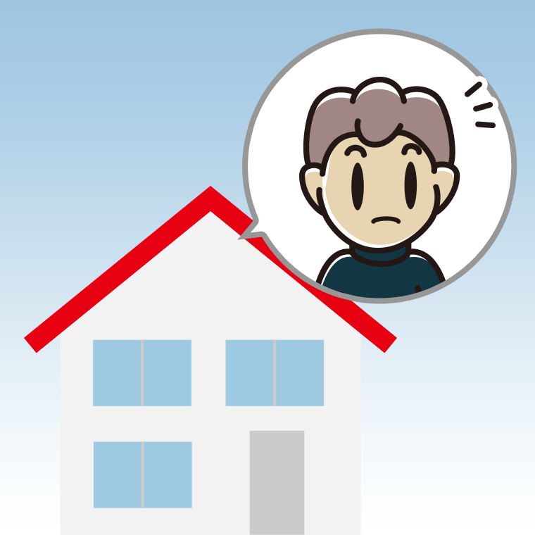 一戸建てで何かに気付く男子中学生のイラスト【色、背景あり】PNG