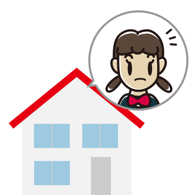 一戸建てで何かに気付く女子中学生のイラスト【色あり、背景なし】透過PNG