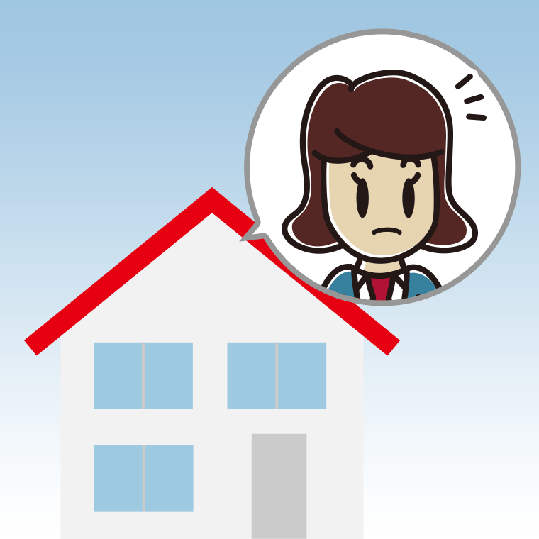 一戸建てで何かに気付く女子高校生のイラスト【色、背景あり】PNG