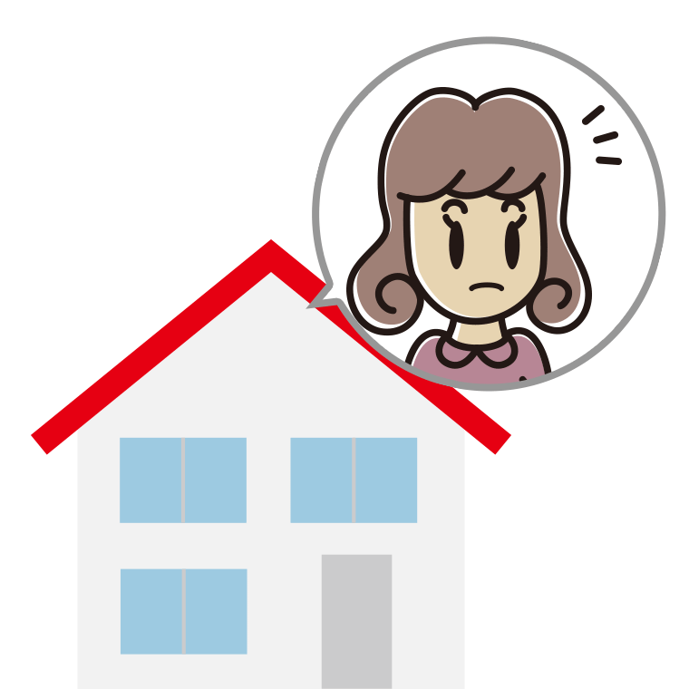 一戸建てで何かに気付く女子大学生のイラスト【色あり、背景なし】透過PNG