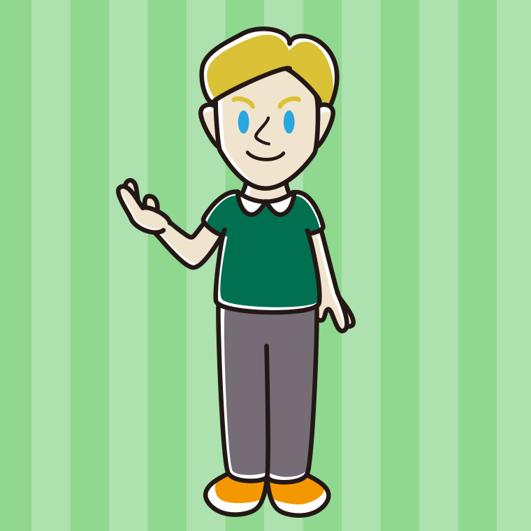 案内する外国人男性のイラスト【色、背景あり】PNG