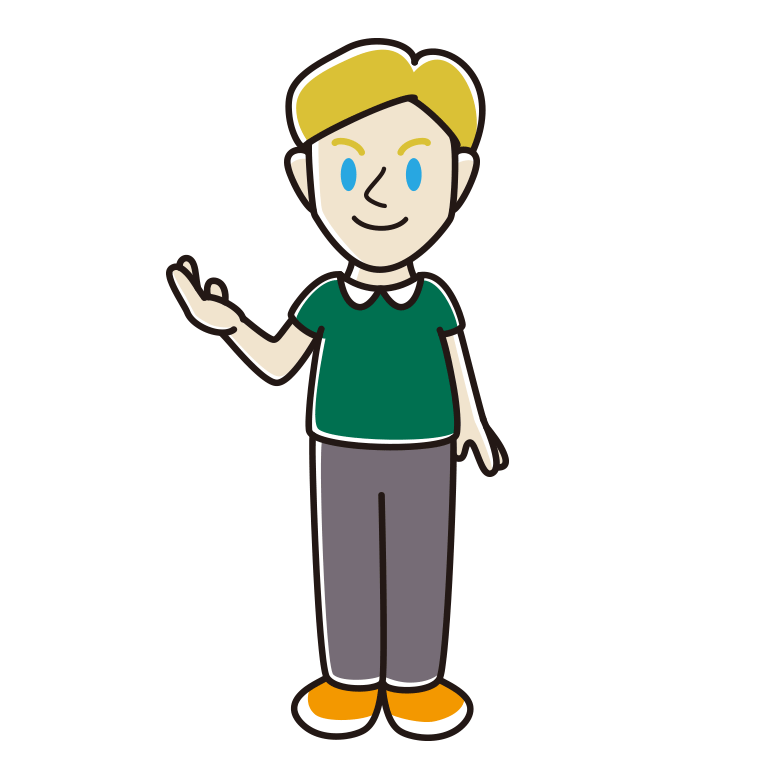 案内する外国人男性のイラスト【色あり、背景なし】透過PNG