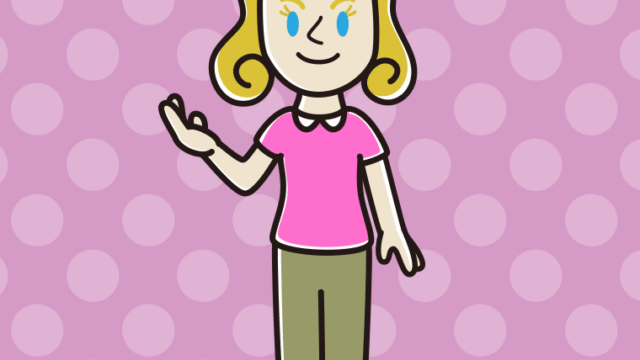 案内する外国人女性のイラスト【色、背景あり】PNG