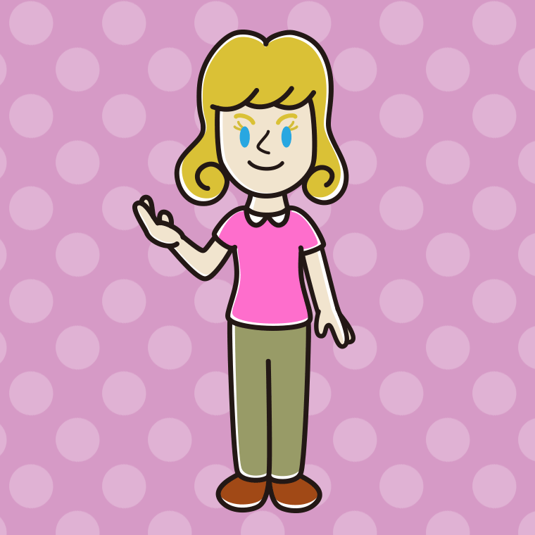 案内する外国人女性のイラスト【色、背景あり】PNG