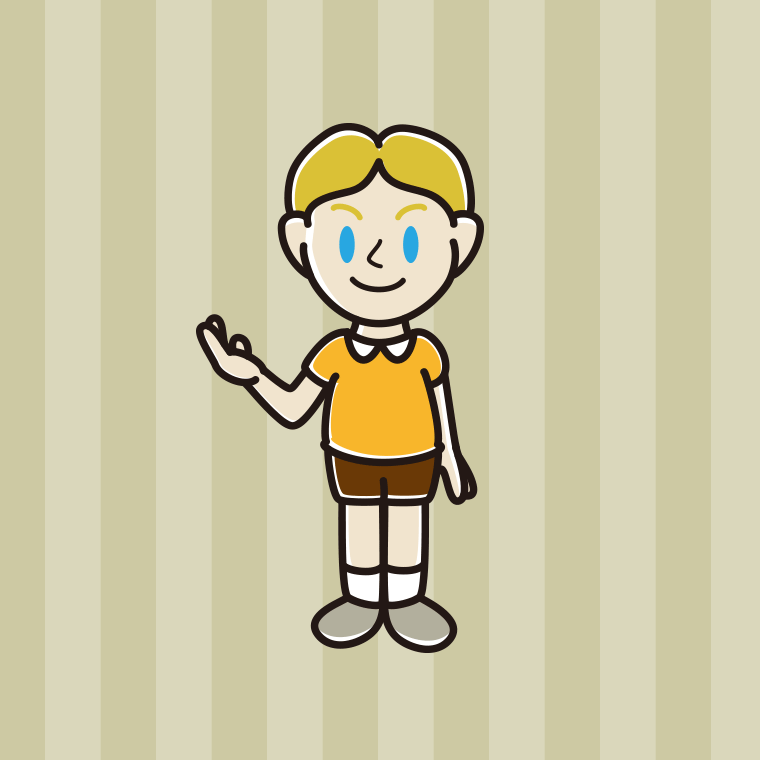 案内する外国人の男の子のイラスト【色、背景あり】PNG