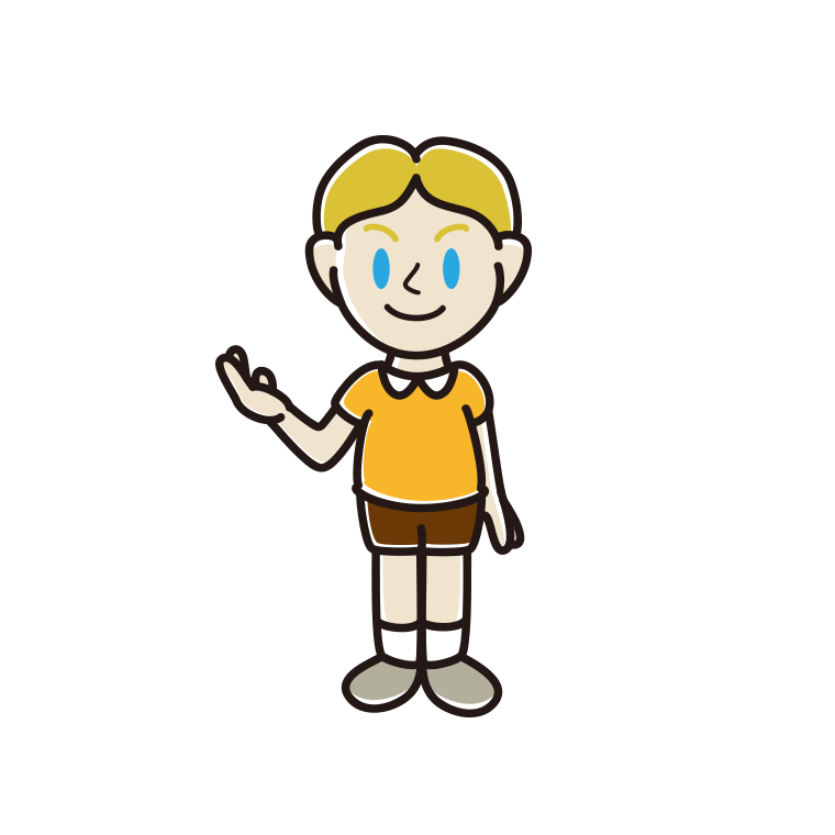 案内する外国人の男の子のイラスト【色あり、背景なし】透過PNG