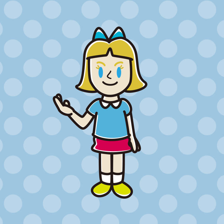 案内する外国人の女の子のイラスト【色、背景あり】PNG