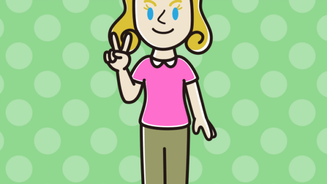 ピースをする外国人女性のイラスト【色、背景あり】PNG