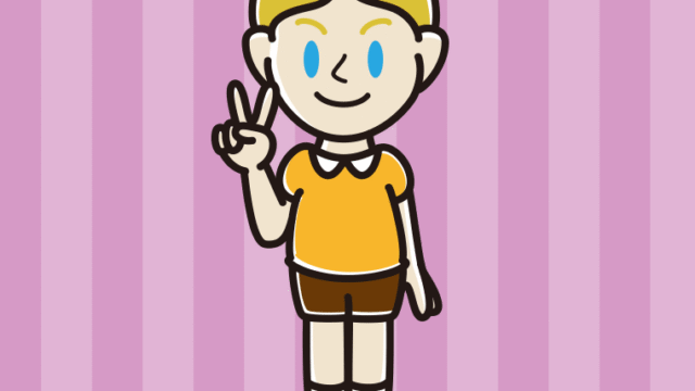 ピースをする外国人の男の子のイラスト【色、背景あり】PNG