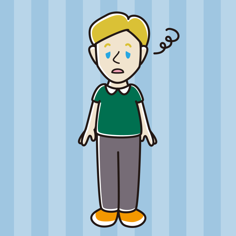 ぼーっとする外国人男性のイラスト【色、背景あり】PNG