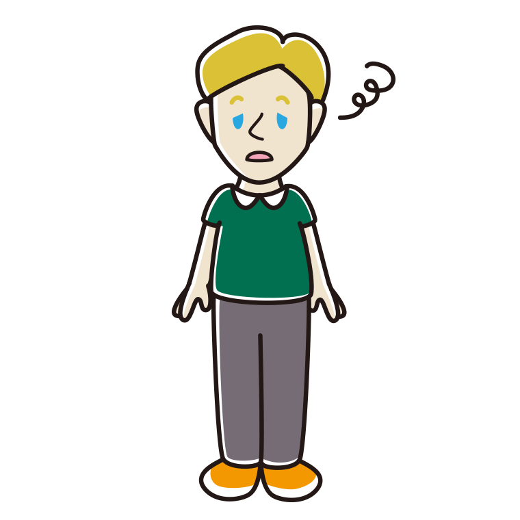 ぼーっとする外国人男性のイラスト【色あり、背景なし】透過PNG