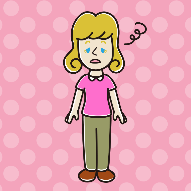 ぼーっとする外国人女性のイラスト【色、背景あり】PNG