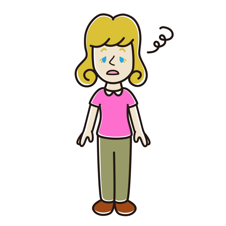 ぼーっとする外国人女性のイラスト【色あり、背景なし】透過PNG