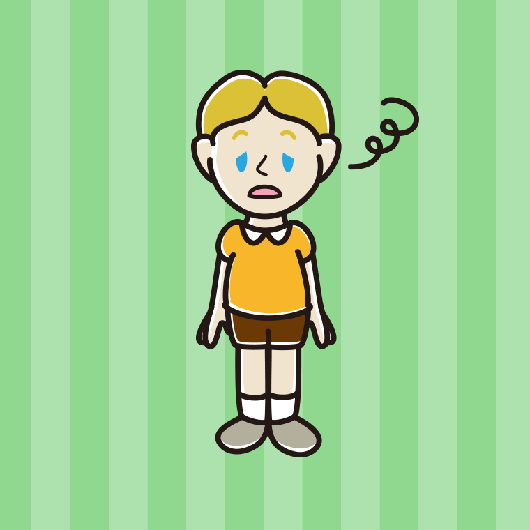 ぼーっとする外国人の男の子のイラスト【色、背景あり】PNG