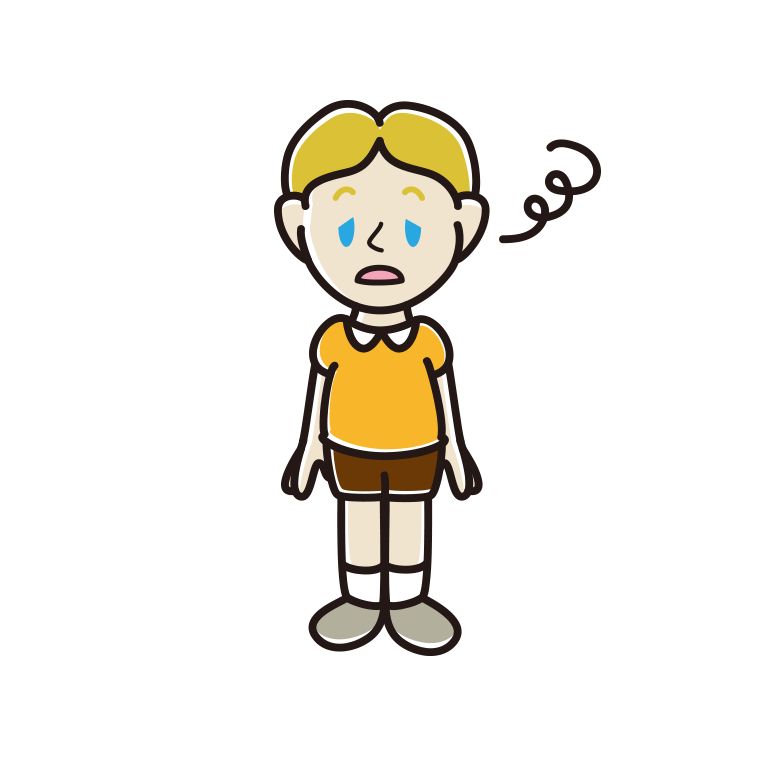 ぼーっとする外国人の男の子のイラスト【色あり、背景なし】透過PNG