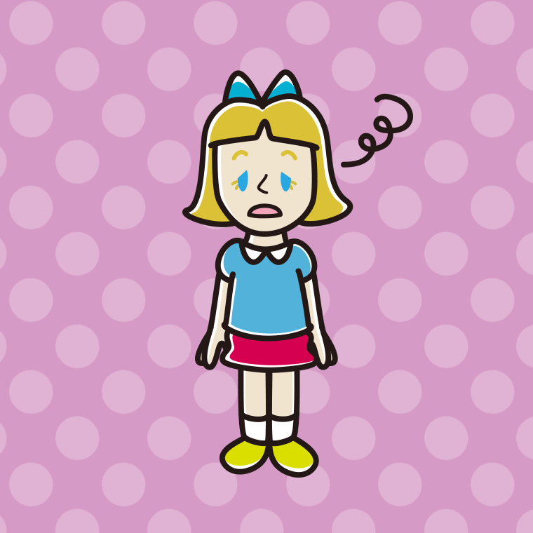 ぼーっとする外国人の女の子のイラスト【色、背景あり】PNG