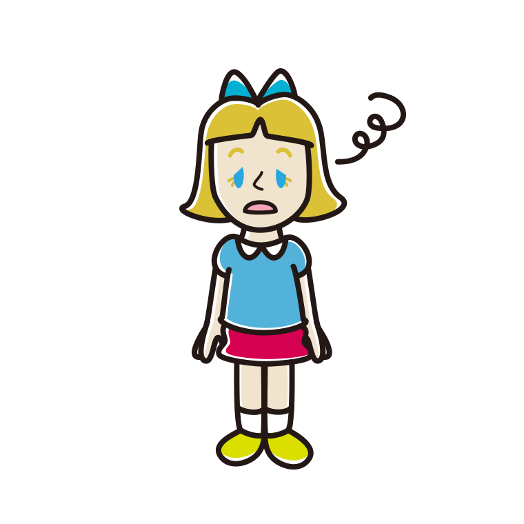 ぼーっとする外国人の女の子のイラスト【色あり、背景なし】透過PNG