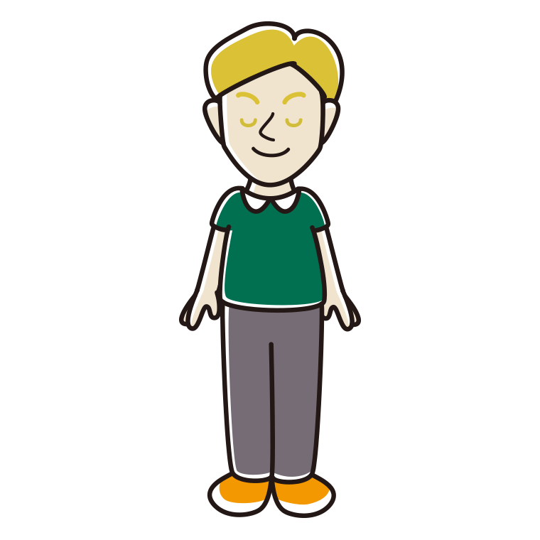 目を閉じる外国人男性のイラスト【色あり、背景なし】透過PNG