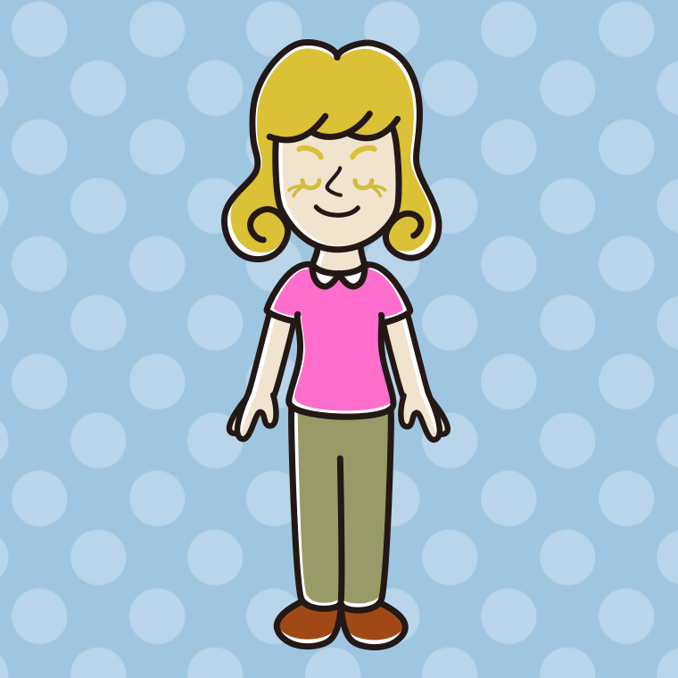 目を閉じる外国人女性のイラスト【色、背景あり】PNG