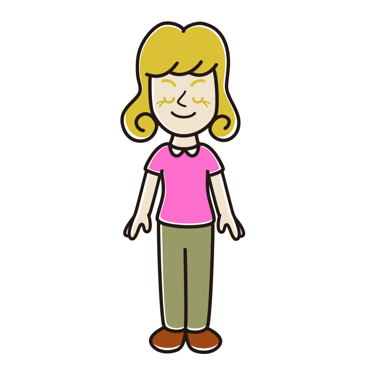 目を閉じる外国人女性のイラスト【色あり、背景なし】透過PNG