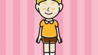 目を閉じる外国人の男の子のイラスト【色、背景あり】PNG