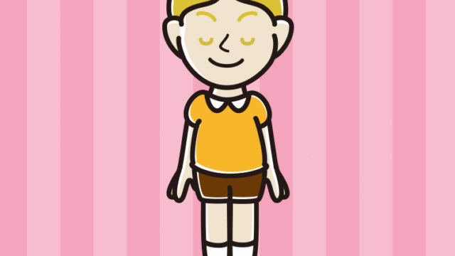 目を閉じる外国人の男の子のイラスト【色、背景あり】PNG