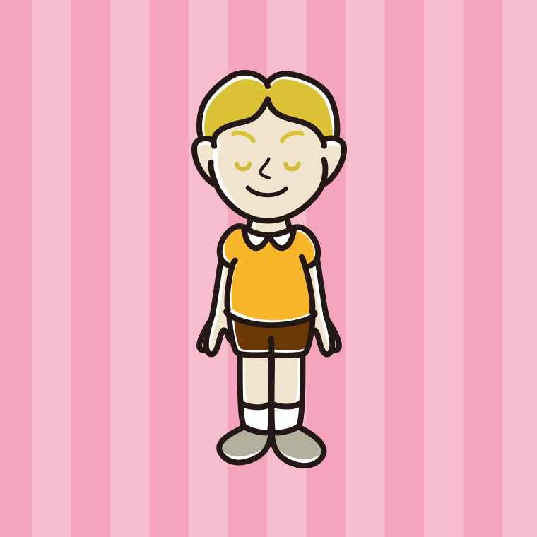 目を閉じる外国人の男の子のイラスト【色、背景あり】PNG