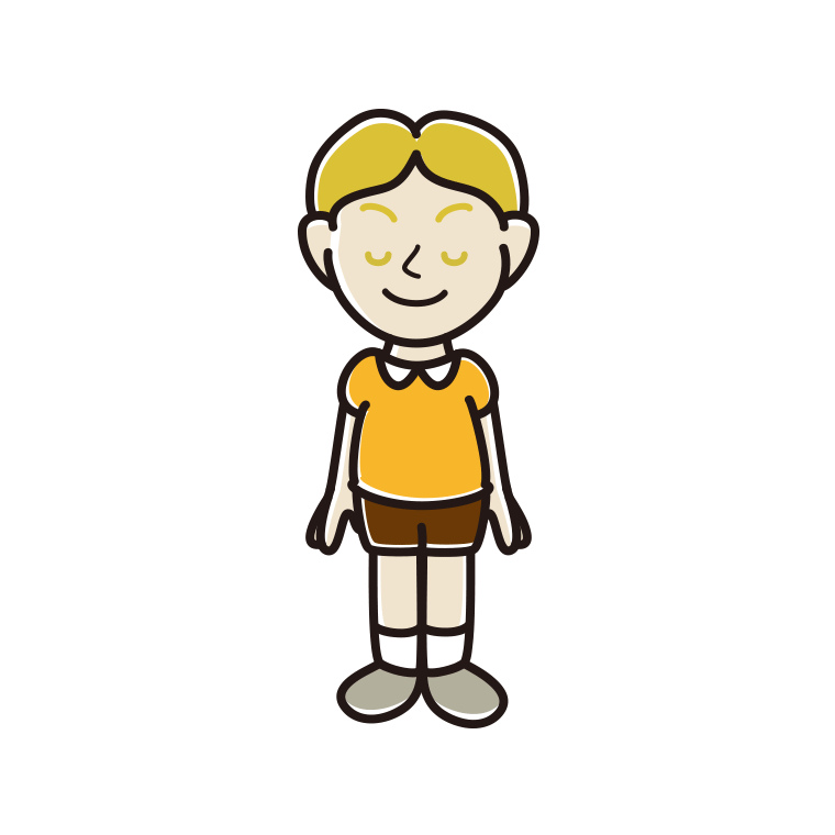 目を閉じる外国人の男の子のイラスト【色あり、背景なし】透過PNG