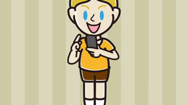 スマホを使う外国人の男の子のイラスト【色、背景あり】PNG