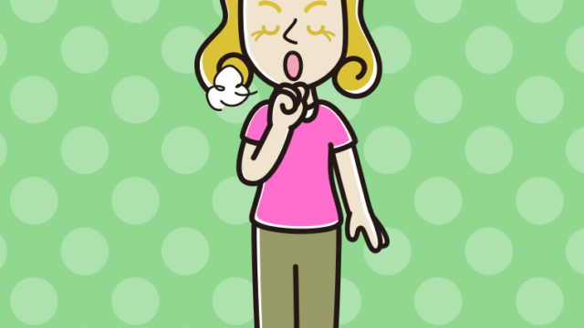 咳払いする外国人女性のイラスト【色、背景あり】PNG