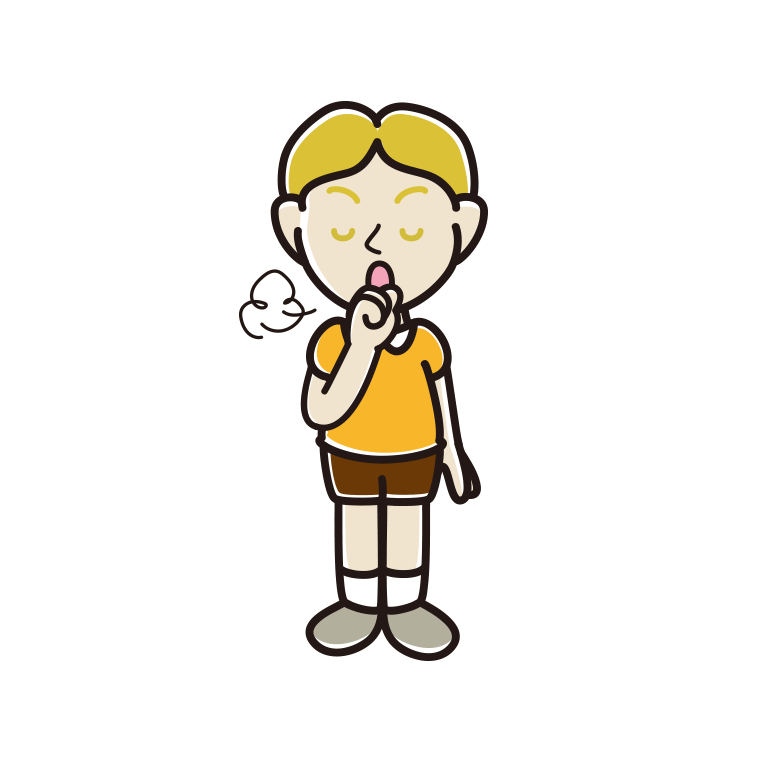 咳払いする外国人の男の子のイラスト【色あり、背景なし】透過PNG