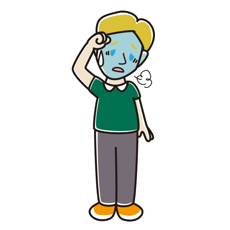 具合が悪い外国人男性のイラスト【色あり、背景なし】透過PNG