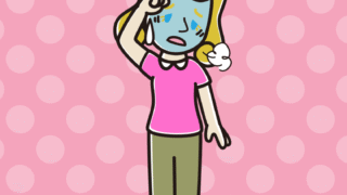 具合が悪い外国人女性のイラスト【色、背景あり】PNG