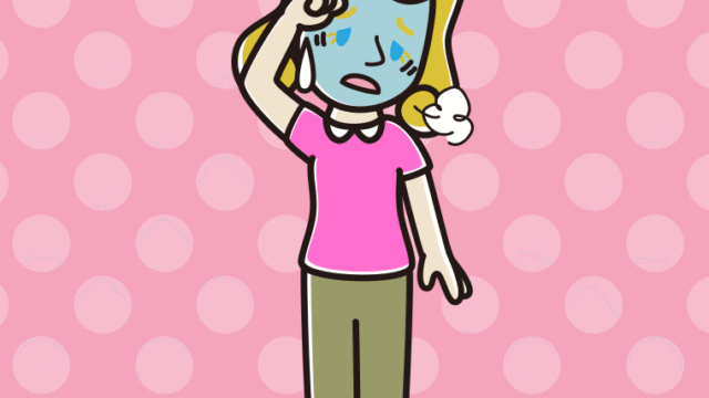 具合が悪い外国人女性のイラスト【色、背景あり】PNG