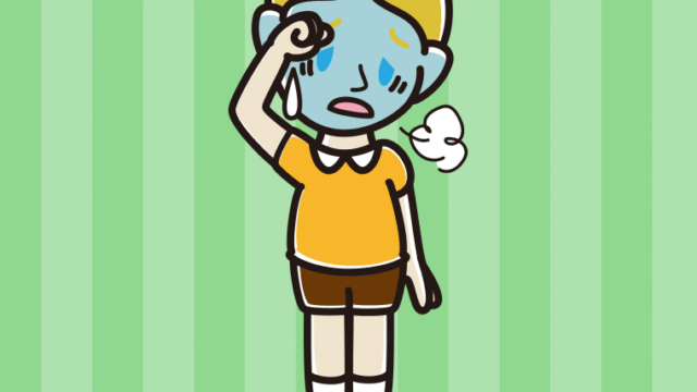 具合が悪い外国人の男の子のイラスト【色、背景あり】PNG