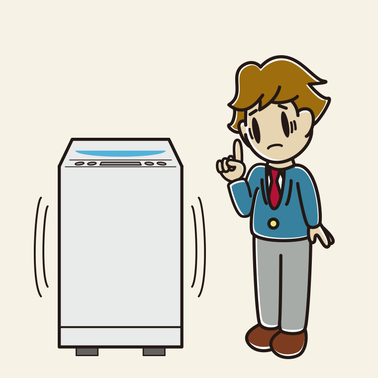 縦型洗濯機で困る男子高校生のイラスト【色、背景あり】PNG