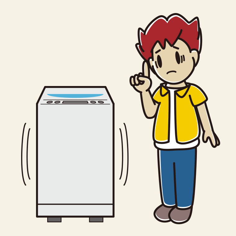 縦型洗濯機で困る男子大学生のイラスト【色、背景あり】PNG