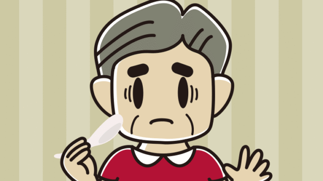 チャーハンで困るおじさんのイラスト【色、背景あり】PNG