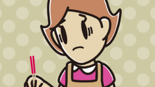 菜箸で困る女性のイラスト【色、背景あり】PNG